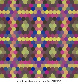 Kaleidoscopic low poly hexagon style vector mosaic background