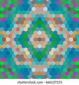 Kaleidoscopic low poly hexagon style vector mosaic background