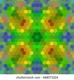 Kaleidoscopic low poly hexagon style vector mosaic background