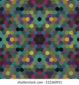 Kaleidoscopic low poly hexagon style vector mosaic background