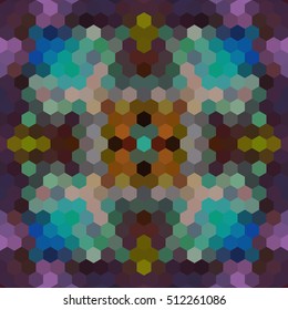 Kaleidoscopic low poly hexagon style vector mosaic background
