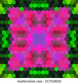 Kaleidoscopic low poly hexagon style vector mosaic background
