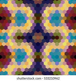 Kaleidoscopic low poly hexagon style vector mosaic background