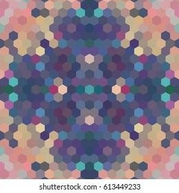 Kaleidoscopic low poly hexagon style vector mosaic background