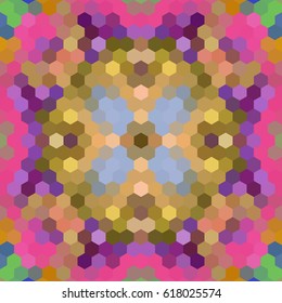 Kaleidoscopic low poly hexagon style vector mosaic background