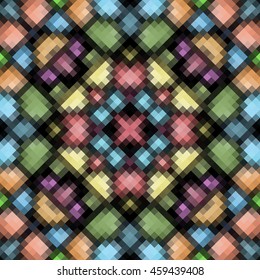 Kaleidoscopic low poly rhomb style vector mosaic background