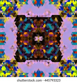 Kaleidoscopic low poly triangle style vector mosaic background