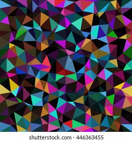 Kaleidoscopic low poly triangle style vector mosaic background