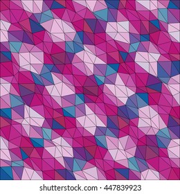 Kaleidoscopic low poly triangle style vector mosaic background