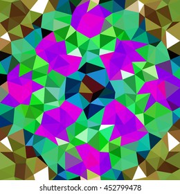 Kaleidoscopic low poly triangle style vector mosaic background