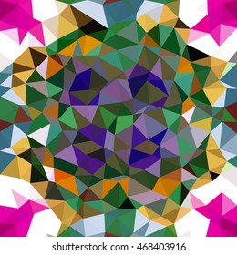 Kaleidoscopic low poly triangle style vector mosaic background