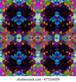 Kaleidoscopic low poly triangle style vector mosaic background