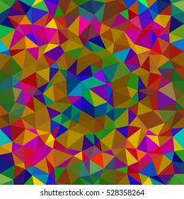 Kaleidoscopic low poly triangle style vector mosaic background
