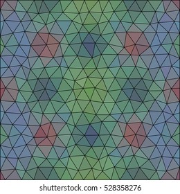 Kaleidoscopic low poly triangle style vector mosaic background