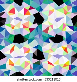 Kaleidoscopic low poly triangle style vector mosaic background