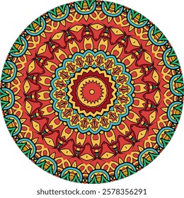 Kaleidoscopic Mandala Art with Vibrant Colors and Repeating Patterns