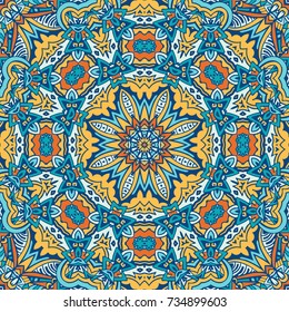 kaleidoscopic mandala flower background. vintage vector border