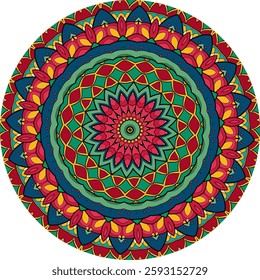 Kaleidoscopic Mandala for Interior Decor and Mindful Meditation Practices