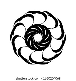 Kaleidoscopic mandalas are inspired by various symmetrical Indian symbols with a set of yoga circles. Buddhism, spiritual tattoos. Mystical symbols or related to the sacred.