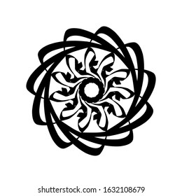 Kaleidoscopic mandalas are inspired by various symmetrical Indian symbols with a set of yoga circles. Buddhism, spiritual tattoos. Mystical symbols or related to the sacred.