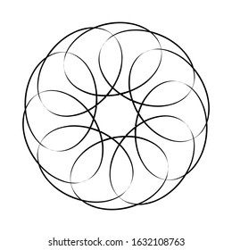 Kaleidoscopic mandalas are inspired by various symmetrical Indian symbols with a set of yoga circles. Buddhism, spiritual tattoos. Mystical symbols or related to the sacred.