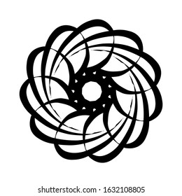 Kaleidoscopic mandalas are inspired by various symmetrical Indian symbols with a set of yoga circles. Buddhism, spiritual tattoos. Mystical symbols or related to the sacred.