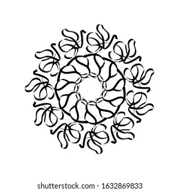 Kaleidoscopic mandalas are inspired by various symmetrical Indian symbols with a set of yoga circles. Buddhism, spiritual tattoos. Mystical symbols or related to the sacred.