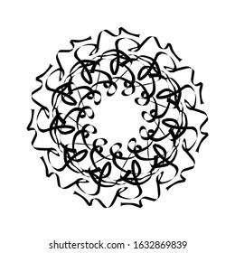 Kaleidoscopic mandalas are inspired by various symmetrical Indian symbols with a set of yoga circles. Buddhism, spiritual tattoos. Mystical symbols or related to the sacred.