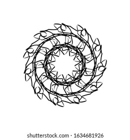 Kaleidoscopic mandalas are inspired by various symmetrical Indian symbols with a set of yoga circles. Buddhism, spiritual tattoos. Mystical symbols or related to the sacred