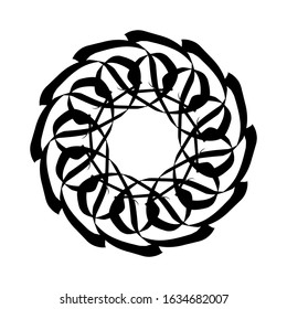 Kaleidoscopic mandalas are inspired by various symmetrical Indian symbols with a set of yoga circles. Buddhism, spiritual tattoos. Mystical symbols or related to the sacred
