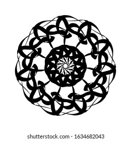 Kaleidoscopic mandalas are inspired by various symmetrical Indian symbols with a set of yoga circles. Buddhism, spiritual tattoos. Mystical symbols or related to the sacred