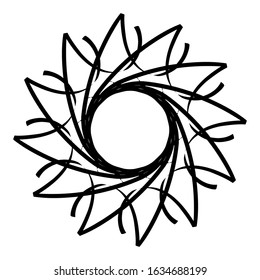 Kaleidoscopic mandalas are inspired by various symmetrical Indian symbols with a set of yoga circles. Buddhism, spiritual tattoos. Mystical symbols or related to the sacred.
