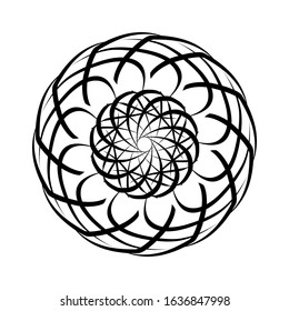 Kaleidoscopic mandalas are inspired by various symmetrical Indian symbols with a set of yoga circles. Buddhism, spiritual tattoos. Mystical symbols or related to the sacred.