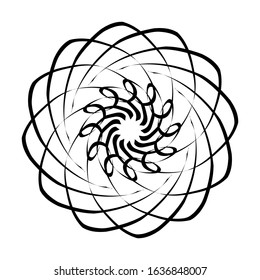 Kaleidoscopic mandalas are inspired by various symmetrical Indian symbols with a set of yoga circles. Buddhism, spiritual tattoos. Mystical symbols or related to the sacred.
