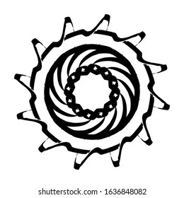 Kaleidoscopic mandalas are inspired by various symmetrical Indian symbols with a set of yoga circles. Buddhism, spiritual tattoos. Mystical symbols or related to the sacred.