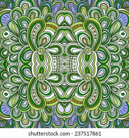 Kaleidoscopic seamless colored pattern. Hand drawn lined pattern. Illustration.