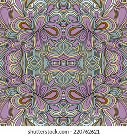 Kaleidoscopic vector pattern with ethnic motives. Lines pattern. Abstract violet pattern.