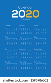 kalender indonesia 2020 indonesian calendar 2020 vector template