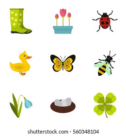 Kaleyard icons set. Flat illustration of 9 kaleyard vector icons for web