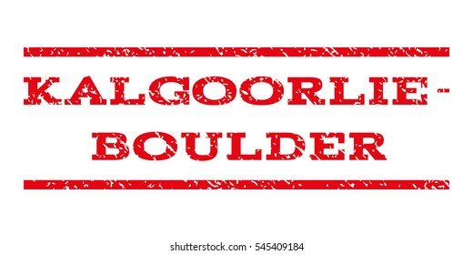 Kalgoorlie-Boulder watermark stamp. Text caption between horizontal parallel lines with grunge design style. Rubber seal stamp with dust texture.