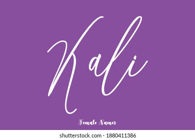 Kali Female Name Brush Calligraphy White Color Text On Purple Background