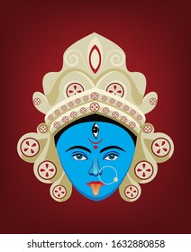 kali goddess face isolated vector illustration