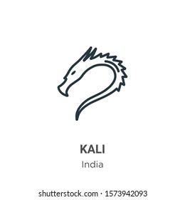 Kali outline vector icon. Thin line black kali icon, flat vector simple element illustration from editable india concept isolated on white background