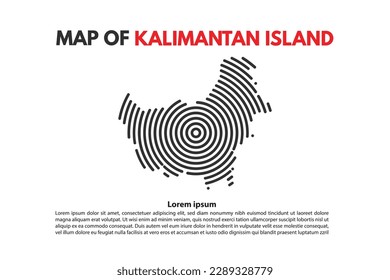 Kalimantan Borneo spiral map in vector flat design Indonesia island 