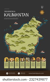 Kalimantan Indonesia maps illustration. Indonesia Island design layout