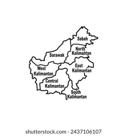 Kalimantan Map-Symbol, Vektor-Illustration Design