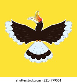 Kalimantan Rhinoceros Hornbill Vector Art