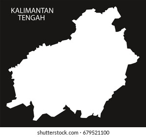 Kalimantan Tengah Indonesia Map Black Inverted Stock Vector (Royalty ...