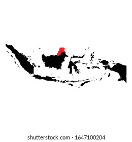 Kalimantan Utara province highlighted on Indonesia map Vector EPS 10