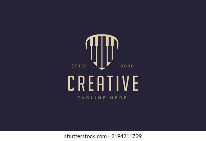 Kalimba Logo Design. Thumb Piano African Traditional Musical Instrument Logo Icon Flat Template Design